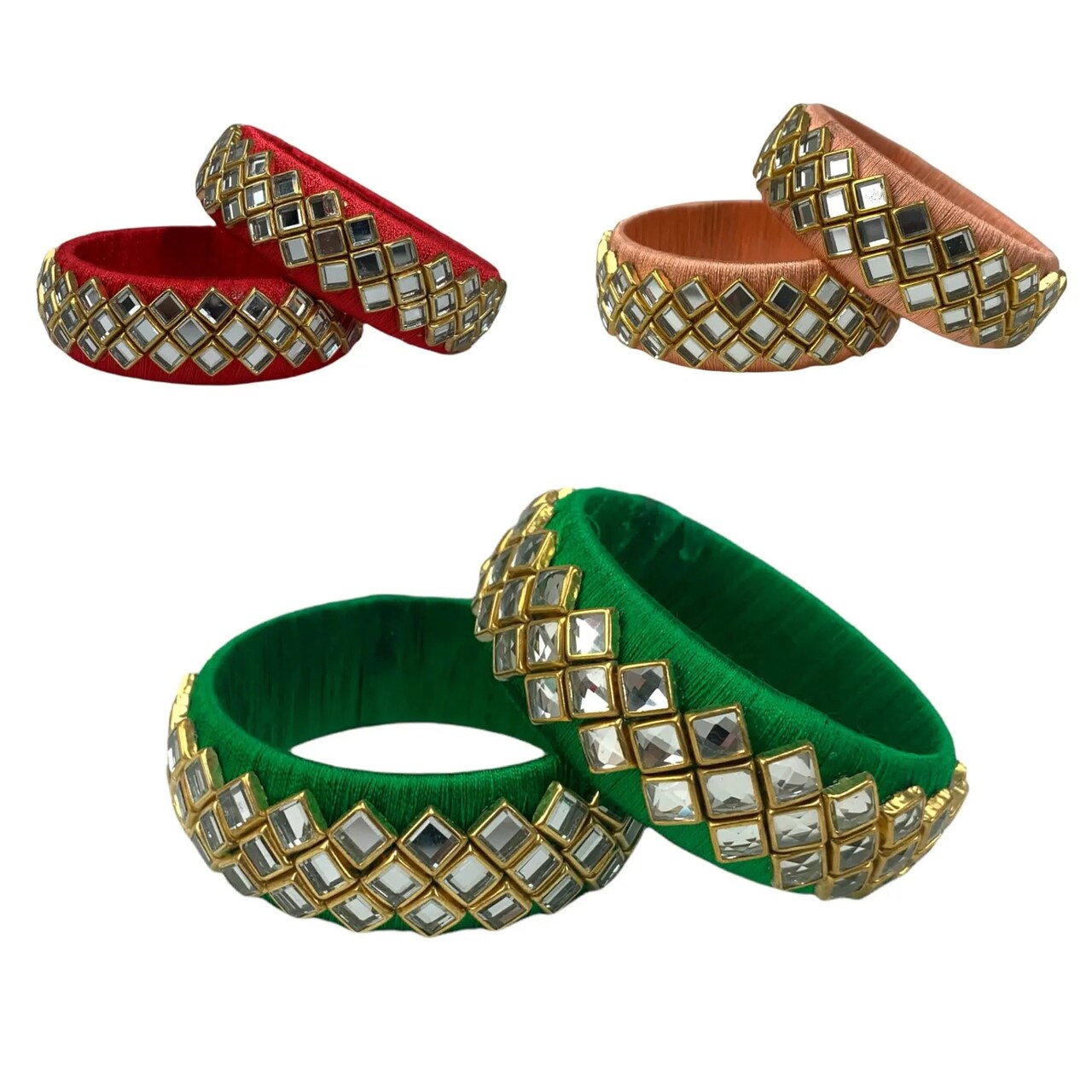Indian Silk Thread Bangles for Women Traditional Kundan Bracelet Return Gifts Hippie Jewelry Bollywood Bracelet Gift for Her - Indian Bridal Set Thread Bangle